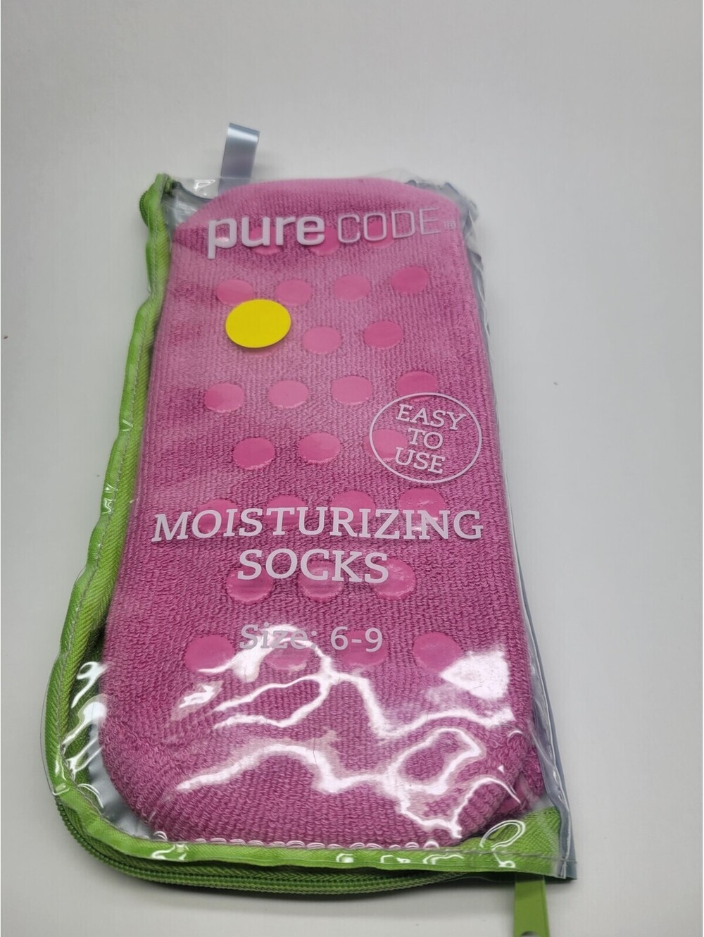 Purecode Moisturizing Jojoba Oil Gel Socks Pink w/zipper pouch Size 6-9 *NEW*